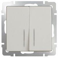 Механизм выключателя Werkel 2кл подсветка слоновая кость (10)