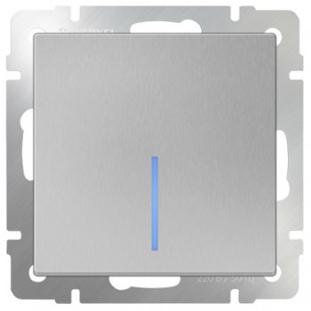 Механизм выключателя Werkel 1кл подсветка серебро (10)