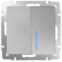 Механизм выключателя Werkel 2кл подсветка серебро (10)