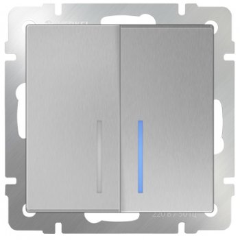 Механизм выключателя Werkel 2кл подсветка серебро (10)