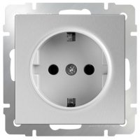 Механизм розетки Werkel 1-ая с заземлением серебро (10)