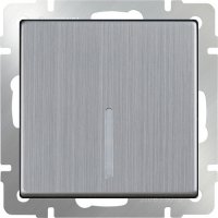 Механизм выключателя Werkel 1кл проходной подсветка глянцевый никель (10)