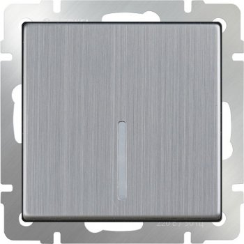 Механизм выключателя Werkel 1кл проходной подсветка глянцевый никель (10)