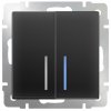 Механизм выключателя Werkel 2кл подсветка чёрный матовый (10)