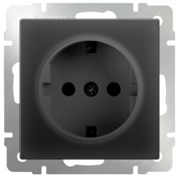 Механизм розетки Werkel 1-ая с заземлением чёрный матовый (10)