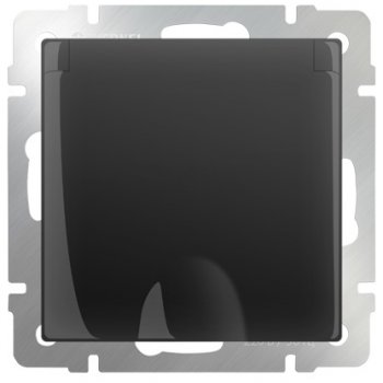 Механизм розетки Werkel 1-ая с заземлением крышка чёрный матовый (10)