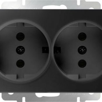 Механизм розетки Werkel 2-ая с заземлением чёрный матовый (10)