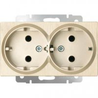 Механизм розетки Werkel 2-ая с заземлением шампань рифленый (10)