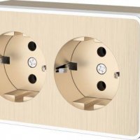 Розетка Werkel Gallant 2-ая с заземлением шампань рифлёный (5)