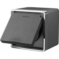 Розетка Werkel Gallant 1-ая с заземлением IP44 крышка шторки графит рифленый (10)