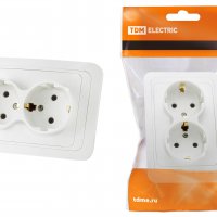 Розетка TDM Валдай 2-ая белая с/з (10/200)