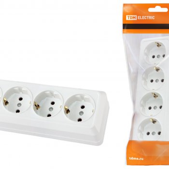 Розетка TDM Ладога 4-ая белая с/з (6/60)