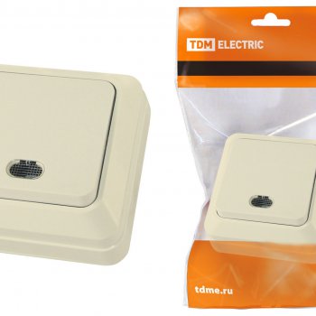 Выключатель TDM Ладога 1кл. крем подсветка (10/200)