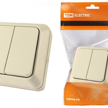 Выключатель TDM Ладога 2кл. крем (10/200)