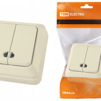 Выключатель TDM Ладога 2кл. крем подсветка (10/200)