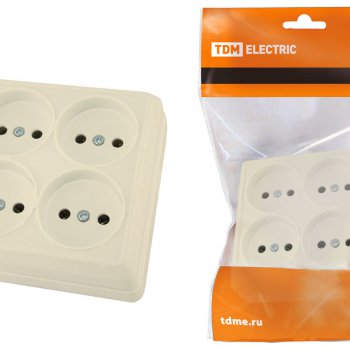 Розетка TDM Ладога 4-ая крем б/з квадрат (6/60)