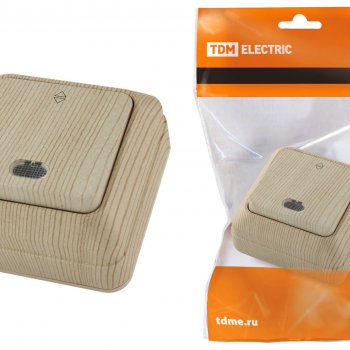 Выключатель TDM Ладога 1кл. сосна проходной подсветка (10/200)