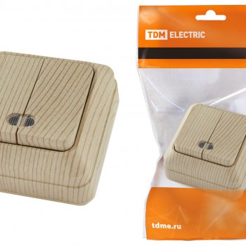 Выключатель TDM Ладога 2кл. сосна подсветкой (10/200)