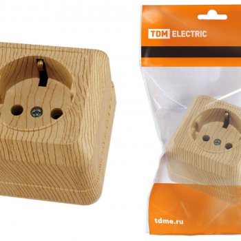 Розетка TDM Ладога 1-ая сосна с/з керамика (10/200)