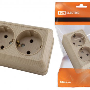 Розетка TDM Ладога 2-ая сосна с/з (10/100)