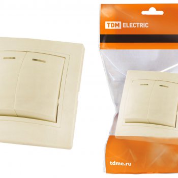 Выключатель TDM Таймыр 2кл. крем с подсветкой (10/200)