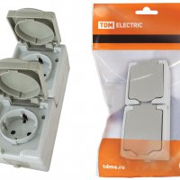 Розетка Вуокса 2-ая с/з IP54 вертикальная TDM (10)