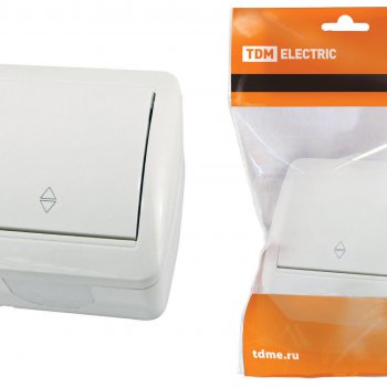 Bыключатель Селигер 1кл. проходной IP44 TDM (10)