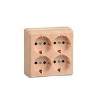 Розетка IEK Октава 4-ая сосна с/з (16/144)