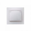 Розетка IEK Кварта 1-ая бел. с/з с крышкой IP44 (6/120)