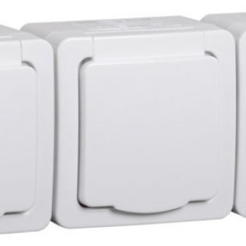 Розетка IEK Гермес 3-ая c/з IP54 белый/белый (4/40)