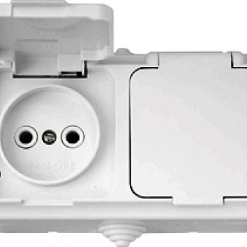 Розетка Пралеска IP54 2-ая белый б/з (35)