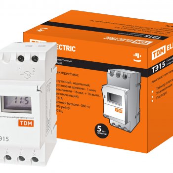 Таймер электронный ТЭ15-1мин/7дн-16on/off-16А-DIN TDM
