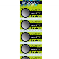 Батарейка литиевая CR 2016 Ergolux 5xBL 3V (50)