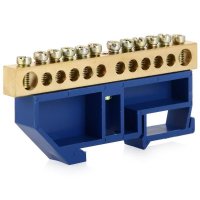 Шина "0" на DIN   10/1 IEK 6x9мм изолятор синий (20/500)