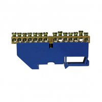 Шина нулевая на DIN  14/1 IEK 6x9мм изолятор синий (20/400)