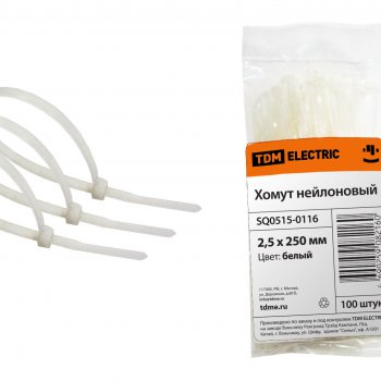 Хомут 2.5x250 белый 100шт TDM (20)