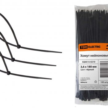 Хомут 3.6x180 черный 100шт TDM (20)
