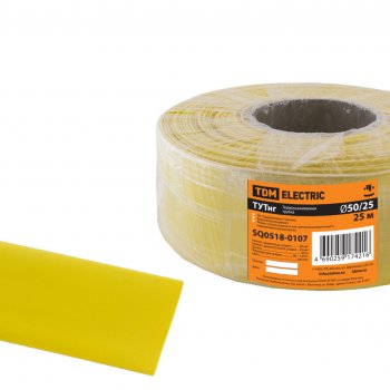 Трубка термоусадочная ТУТнг 50/25 жёлтый ролл TDM (25)