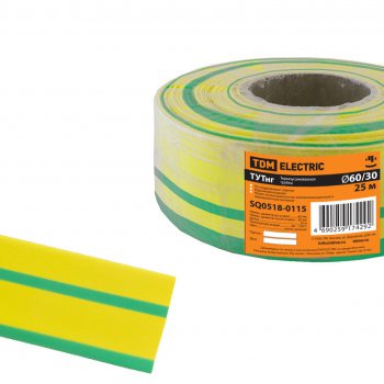 Трубка термоусадочная ТУТнг 60/30 желто-зелёный ролл TDM (25)