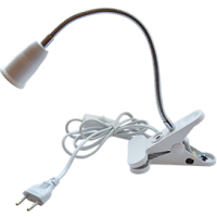 Светильник Ecola прищепка с вилкой с выключателем - патрон E27 гибкиий 300мм Белый