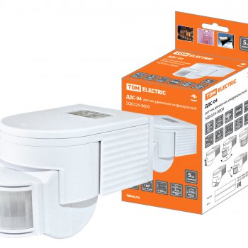 Датчик движения TDM ДДС-04 1100Вт 180° 12м белый IP44 (50)