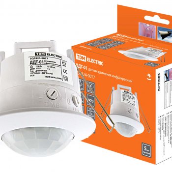 Датчик движения TDM ДДТ-01 1200Вт 360° 6м встраиваемый белый (50)