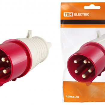Вилка TDM 015 3Р+РЕ+N 16А 380В IP44 (10)