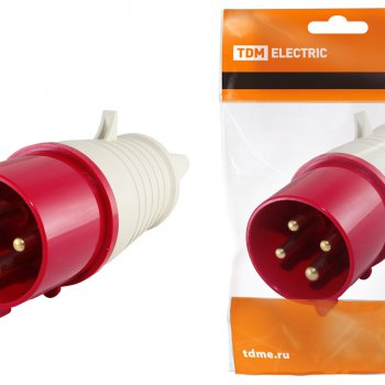 Вилка TDM 024 3Р+РЕ 32А 380В IP44 (10)
