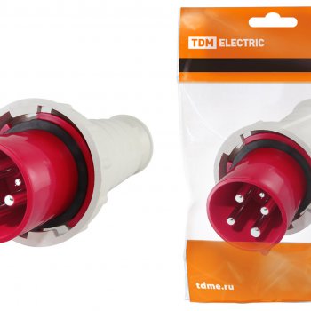 Вилка TDM 034 3Р+РЕ 63А 380В IP54 (10)