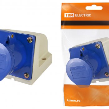 Розетка TDM 123 стационарная 2Р+РЕ 32А 220В IP44 (10)