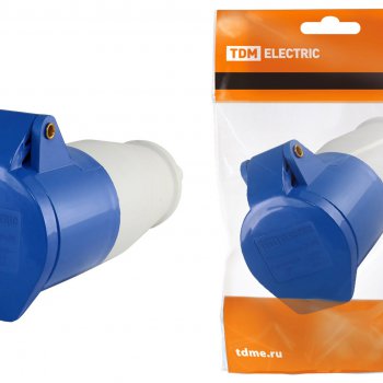 Розетка TDM 213 переносная 2Р+РЕ 16А 220В IP44 (10)