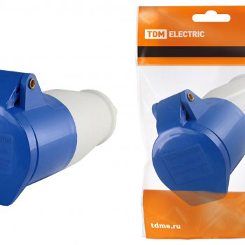 Розетка TDM 233 переносная 2Р+РЕ 63А 220В IP54 (2)