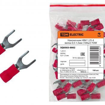 Наконечник вилка изолированный 1.25-4 0.5-1.5мм² TDM НВИ 100шт