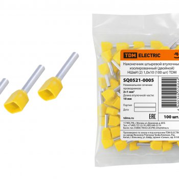 Наконечник штыревой втулочный изолированный двойной 1.0мм²х10 TDM НШвИ(2) 100шт (25)